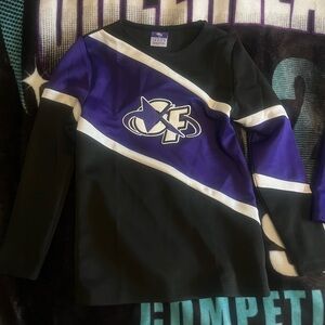 Kids Long Sleeve Top and Skirt - Purple & Black Cheer Design